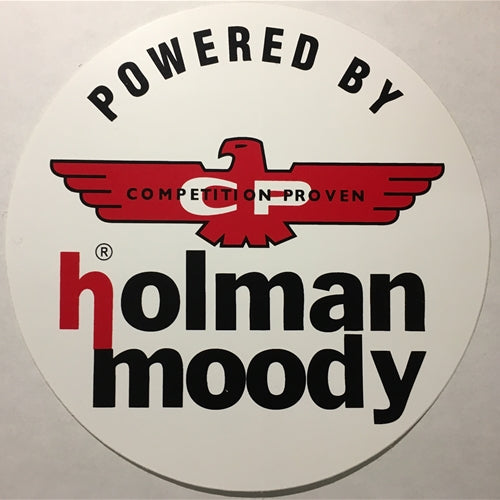 Decal Powered by Holman and moody 6" dia