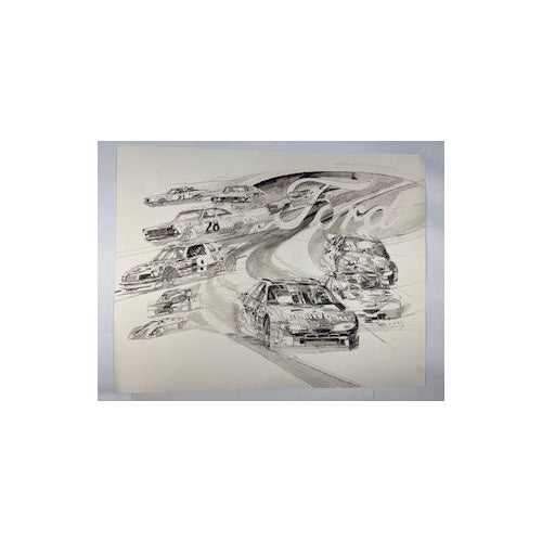 Poster George Bartell B/W Nascar