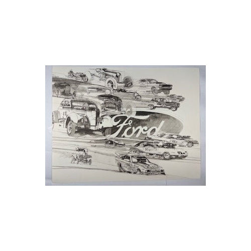 Poster Ford B/W Hot rods